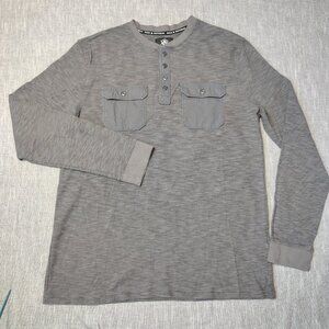 Rock Republic Shirt Mens Size Large Gray‎ Long Sleeve Waffle Flap Pocket Street